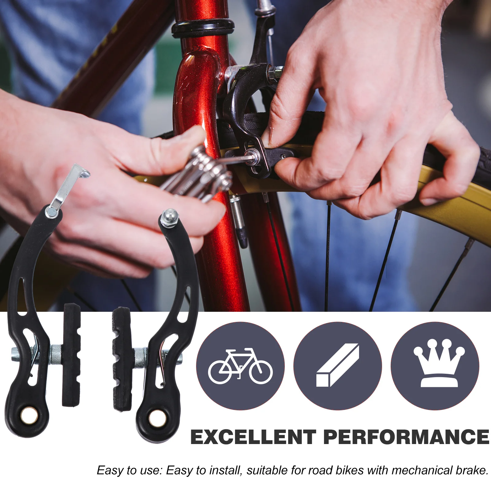 

2Pairs Bicycle Brake Caliper Rim Brake Set Front Rear Wear-Resistant Pads Low Noise Bike Parts Accessories