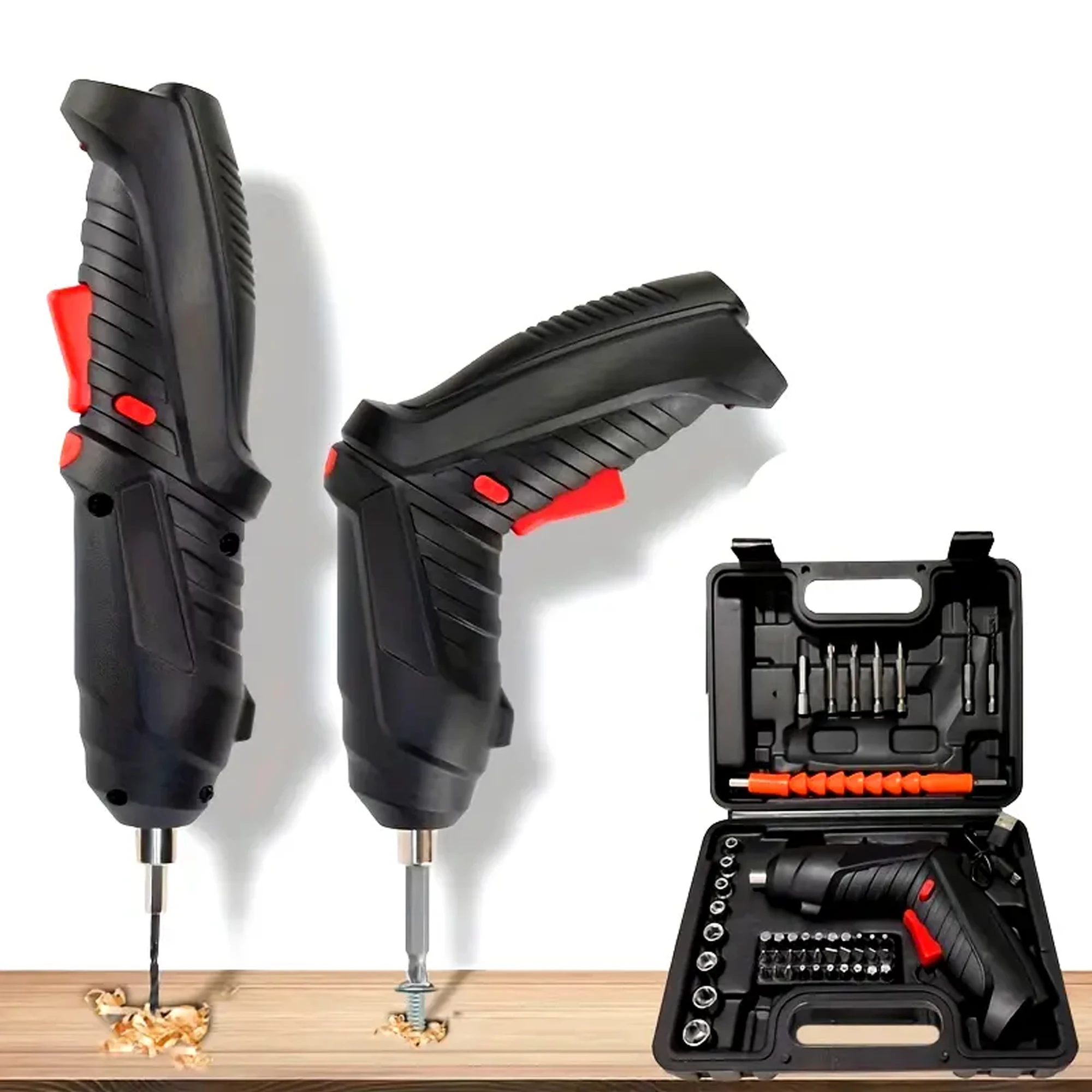 47-piece 3.6V electric tool set for home use, 2000mAh lithium battery, mini repair kit, rotatable screwdriver, USB rechargeable cordless drill