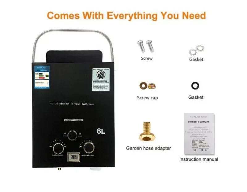 Portable Water Heater 6L Outdoor Camping Instant Heated Bath with Shower Head Water Heater Car Truck Tent