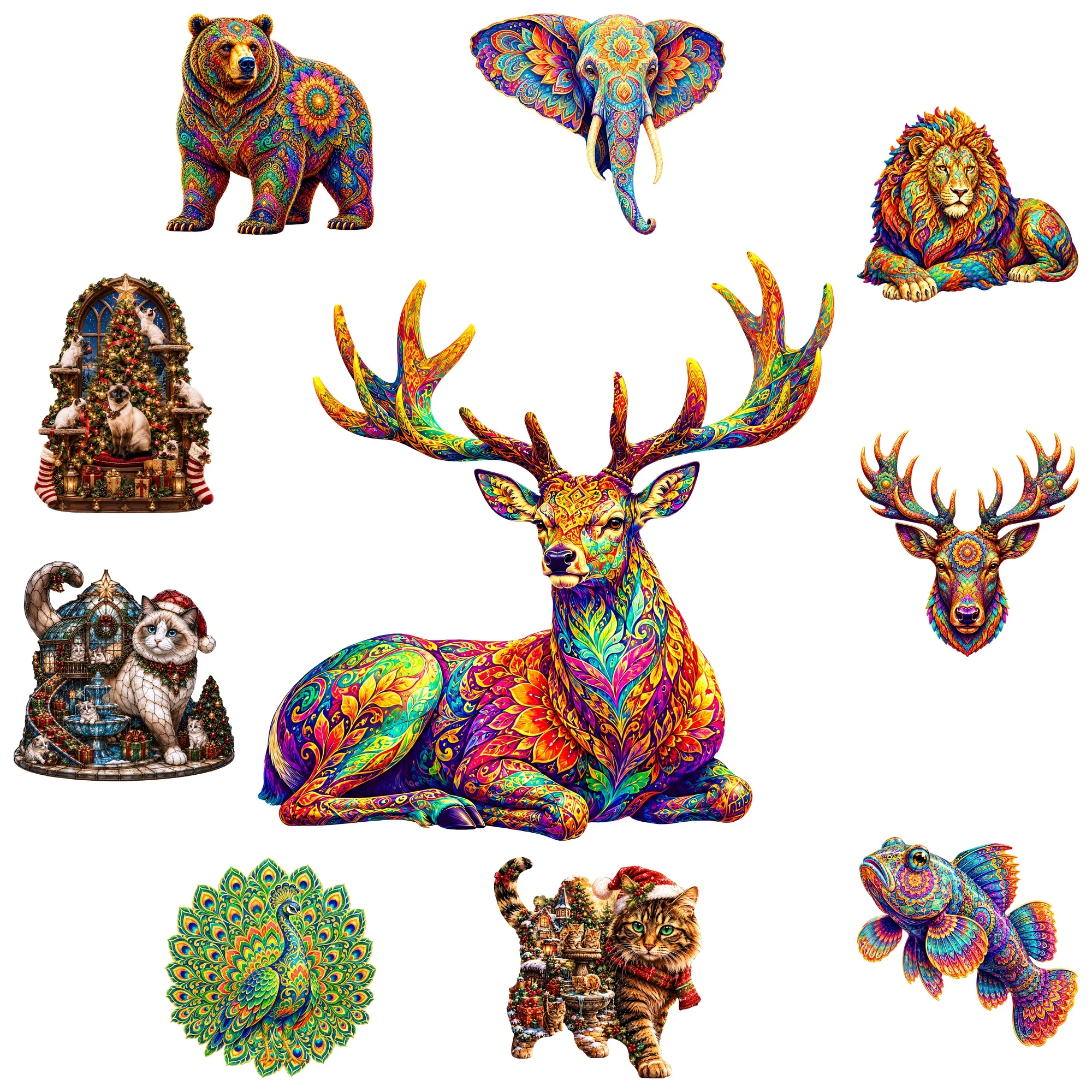 Deer Flat Wooden Puzzle Puzzle Game Toy Animal Jigsaw Puzzle Tabletop Puzzle Game Gift for Any Occasion Gift for Teens Kids