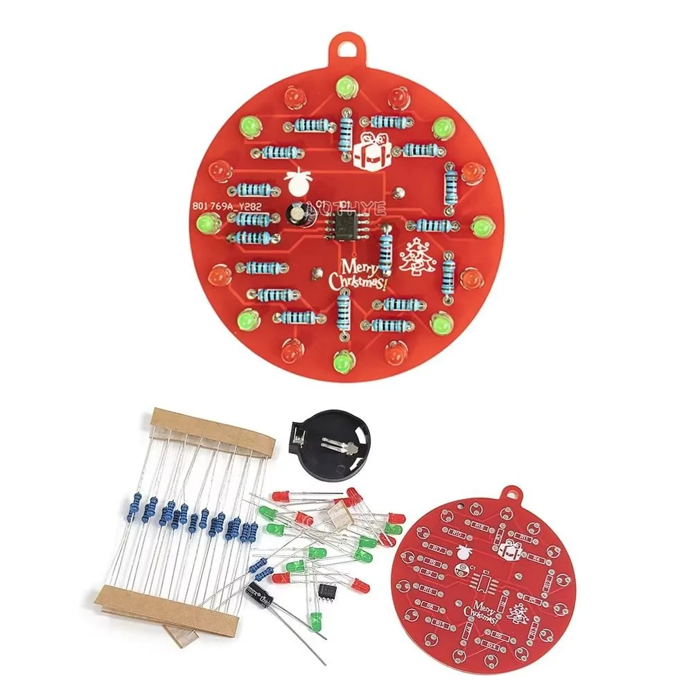 Practical NE555 LED Christmas Tree DC 3V Red And Green LED Flashing Light Pendant PCB Circuit DIY Welding Kit For Novice