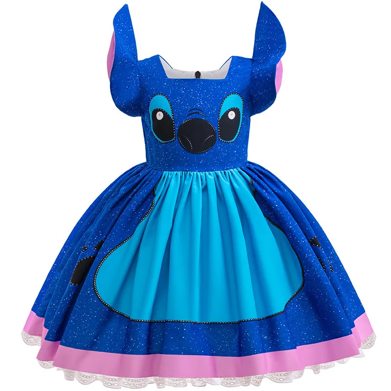 

MINISO Stitch Halloween Cartoon Skirt New Style Cute Girls Cospaly Costume Party Dresses Tutu Skirt 4-6 Years Fashion Outfit