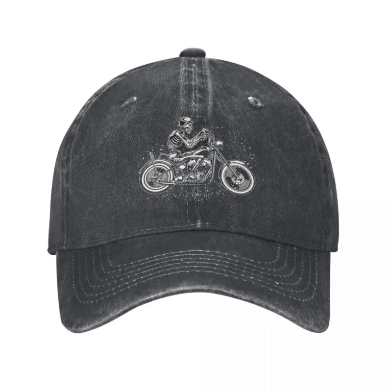 Retro Motorcycle Denim Baseball Cap Bike Skull Man Printed Trucker Has Summer Street Style Running Cheap Baseball Caps