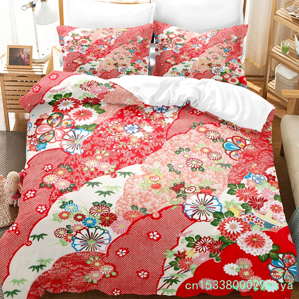 Red Flower Printing Bedding Set Lovers Rose Duvet Cover Girl，kid‘s Duvet Cover Comforter Bedding Sets King/Queen Duvet Cover Set