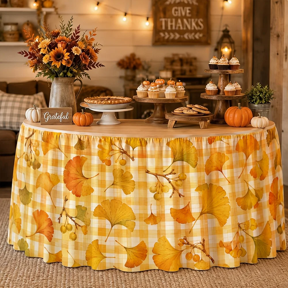 Autumn Ginkgo Leaf Tablecloth, Festival Decoration for Celebrating the Harvest Season