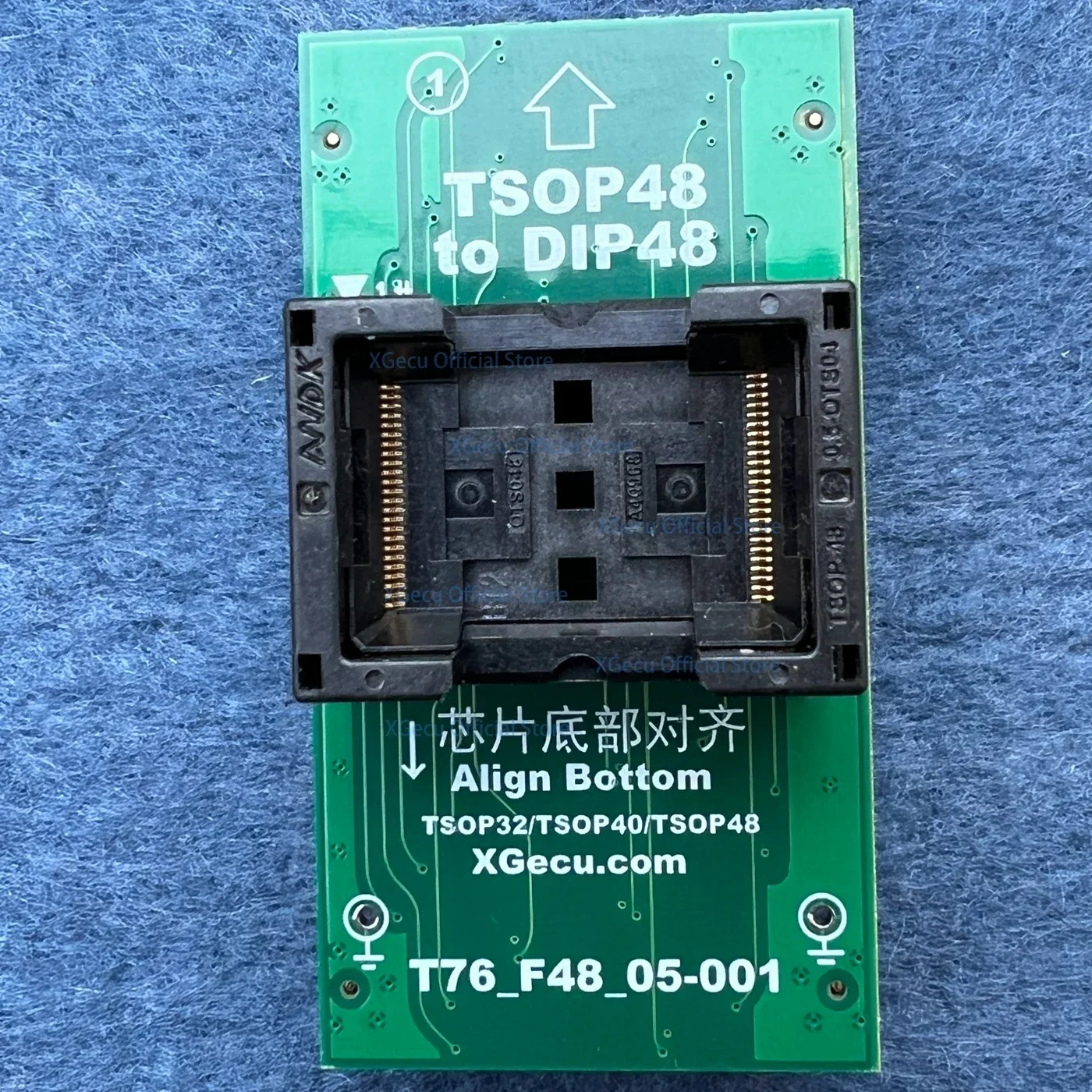 

Переходник TSOP32 / TSOP40 / TSOP48 на DIP48 ZIF (T76_F48_05-001) для программатора XGecu T76