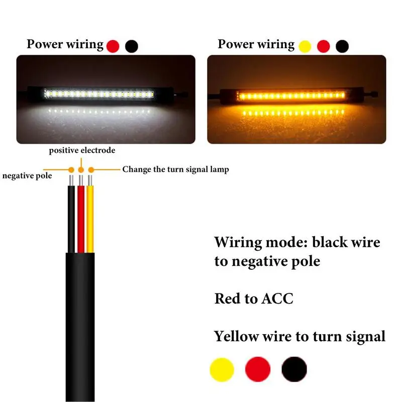 Motorcycle LED Brake Light Strip Flexible Dual-Color Running Light Motorcycle LED Fork Turn Signal Blinkers Running Light