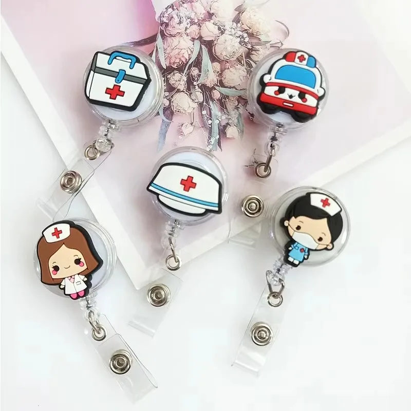 

1PC Cute Name Badge Reel Retractable Medical Worker Work Card Clip ID Tag Holder Dentisit Doctor Nurse ID Card Office Supplies