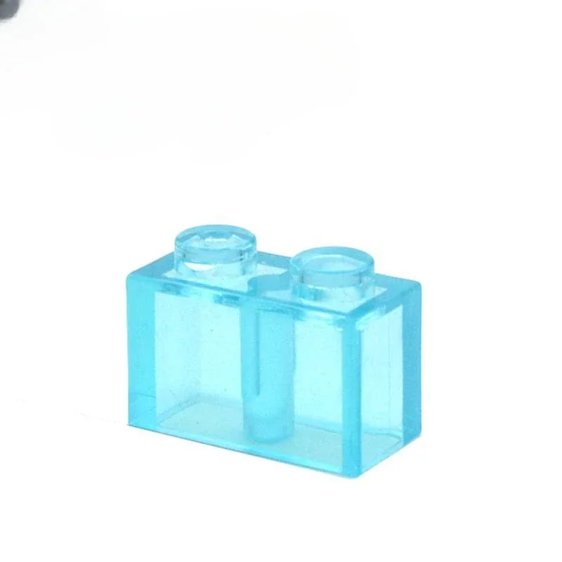 Small Building Block High Bricks Transparent Light Blue 1x2 2x4Dots  DIY Parts Brick  3001 Compatible with Logo Toy for Children