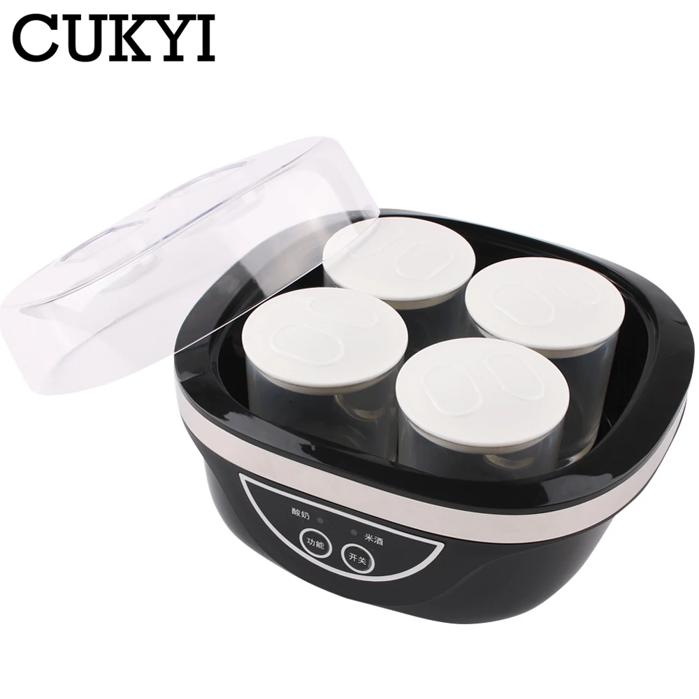 CUKYI Electric Automatic Yogurt Maker 1L liner 4 Glass cup household rice wine making Machine touch panel Yogurt DIY Container