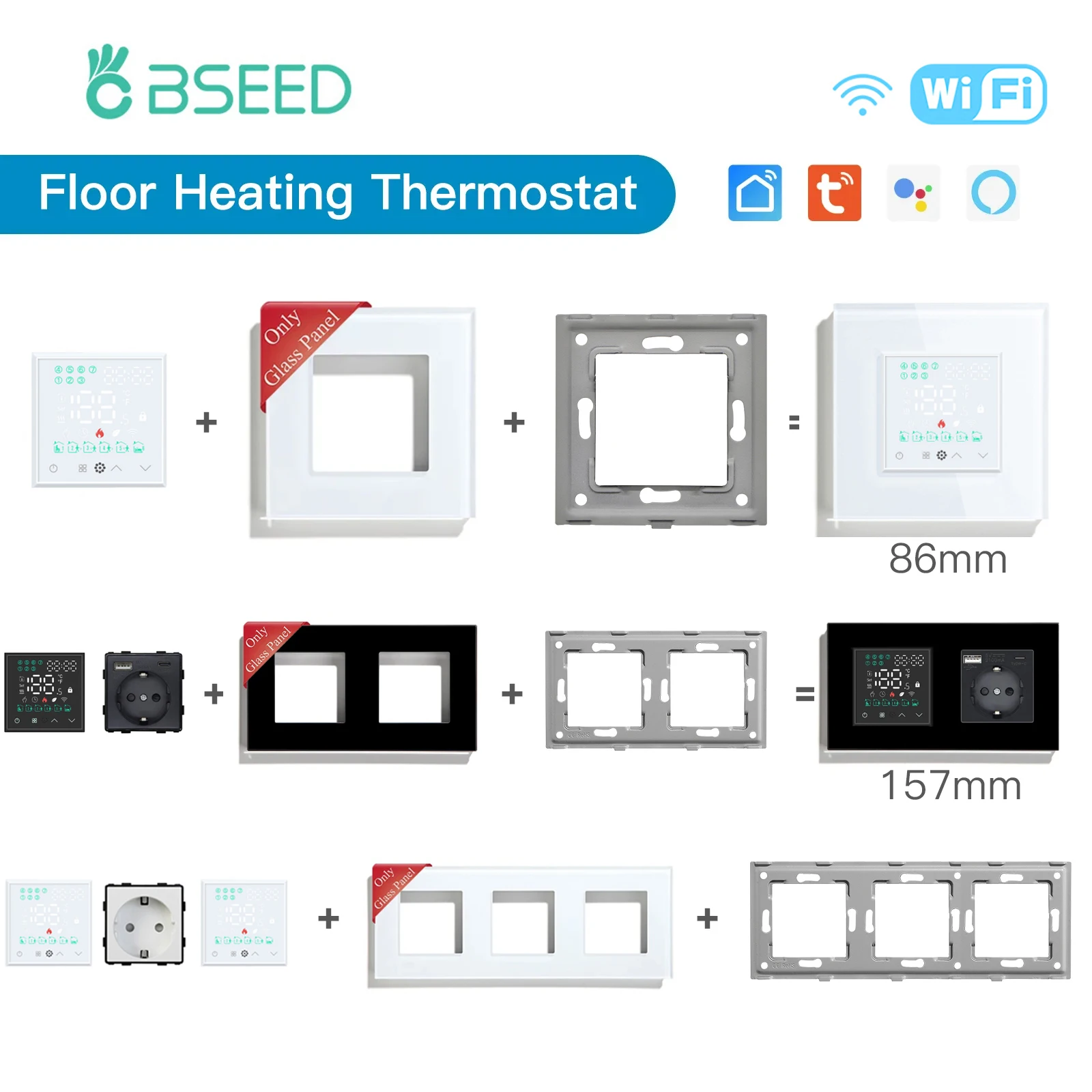 BSEED LED Screen WIFI riscaldamento a pavimento elettrico modulo caldaia ad acqua termostato ambiente Alexa regolatore di temperatura retroilluminazione Tuya App