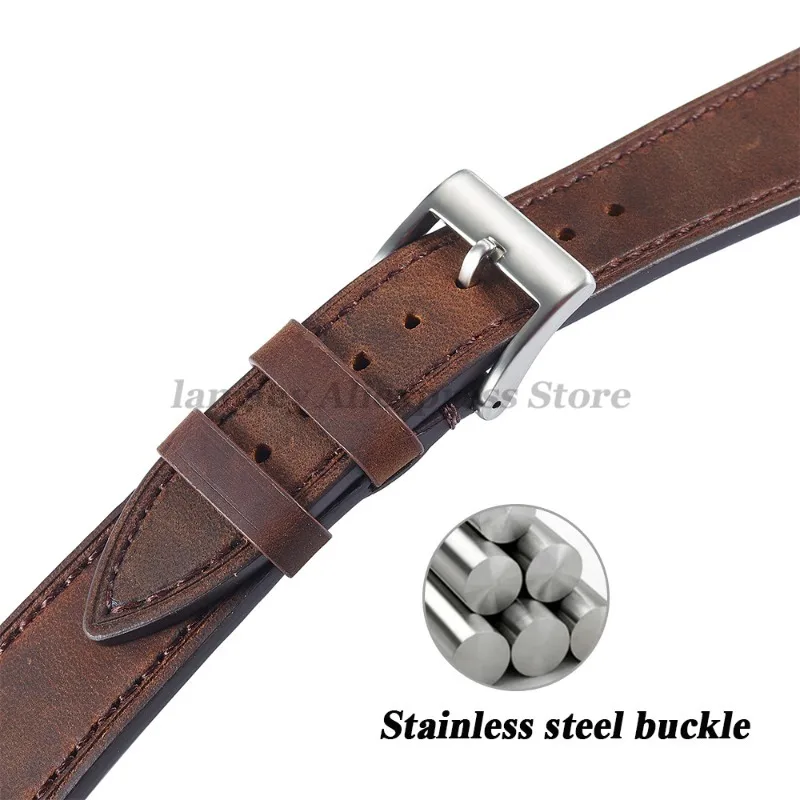Quick Release Vintage Retro Genuine Leather Watch Band 18mm 19mm 20mm 21mm 22mm 24mm Crazy Horse Watch Bracelet Men Women Straps