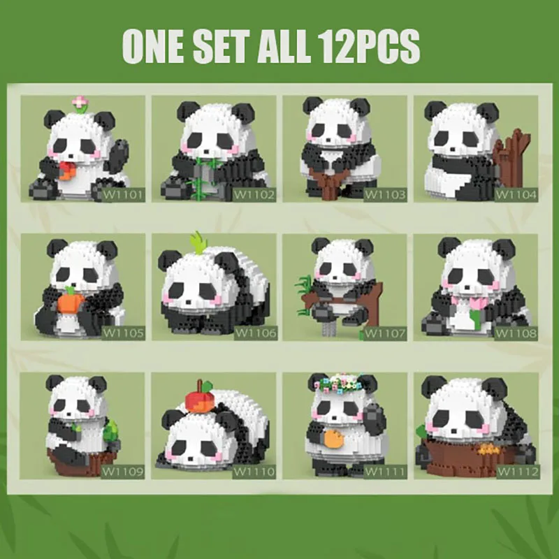 New Kawaii Panda Series Micro Particle Building Block Creative Cute Animal DIY Assembled Bricks Toys For Chillren Christmas Gift