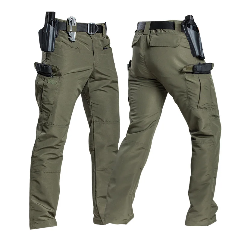 Men's Tactical Pants Multi-Pocket Ripstop Spring Autumn Outdoor Military Hiking Work Combat Trousers Water Resistant Breathable