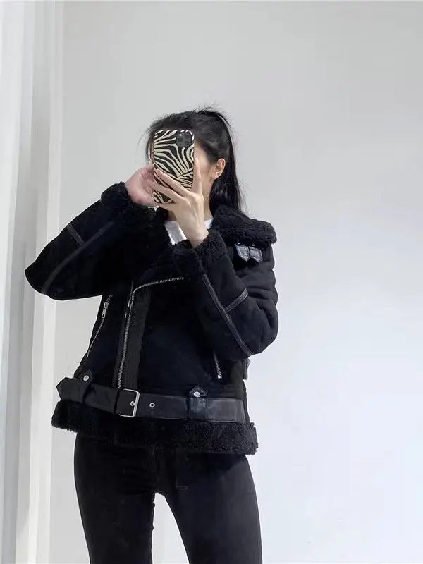 

Faionable Thiened Lamb Fur Jaet Women's Autumn Winter New Arrival Coat Sli All-Match Loose Fit ort Outerwear