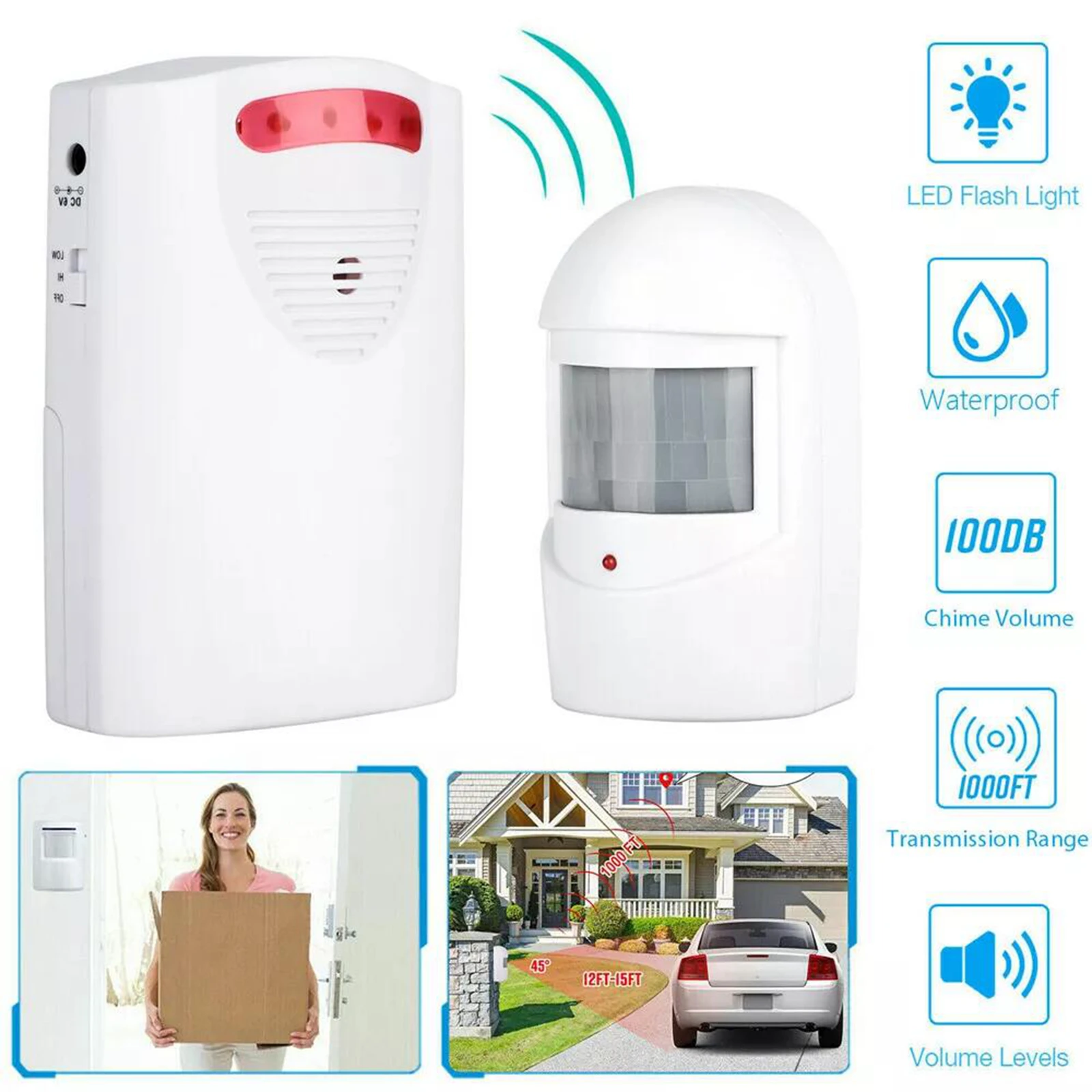 Wireless Driveway Alarm Alert System Security Garage Intruder PIR Motion Sensor