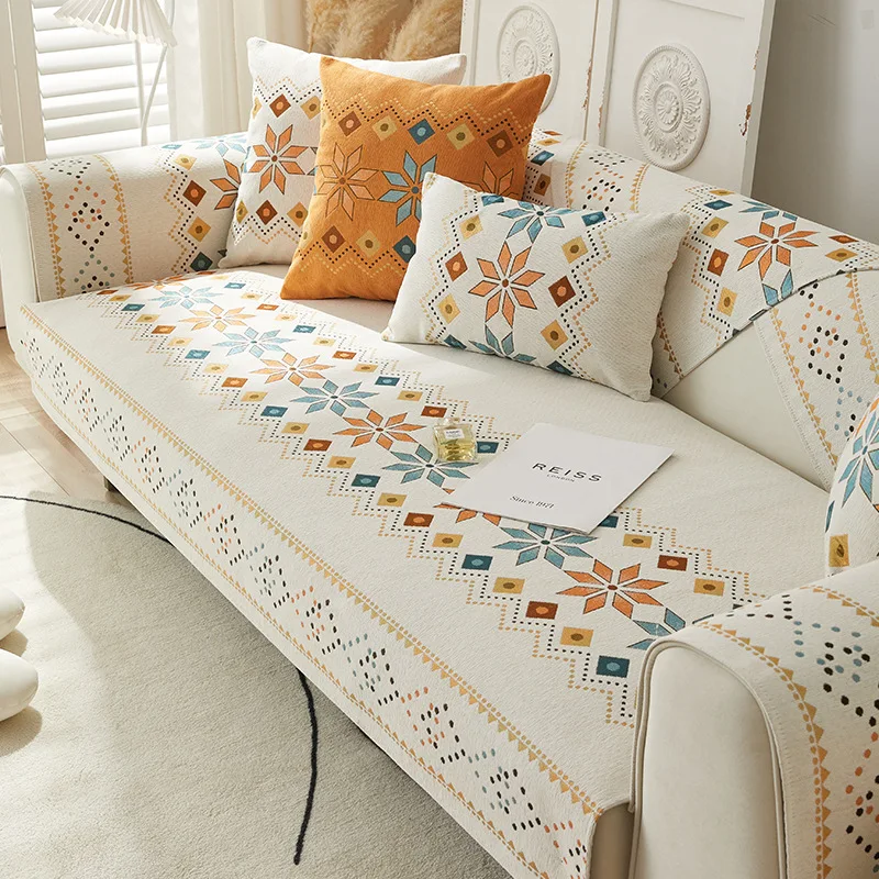 Non-Slip Sofa Cushion Covers Nordic Simple Style Four Seasons Universal Bohemian Wave Pattern Dustproof Sofa Covers
