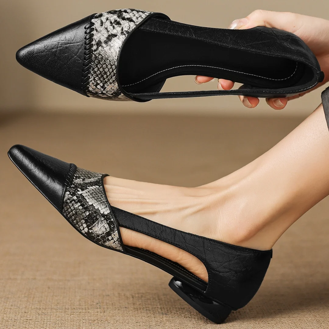 

danxuefei women's sheepskin mix color patchwork pointed toe slip-on flats high quality soft comfortable elegant daily shoes sale