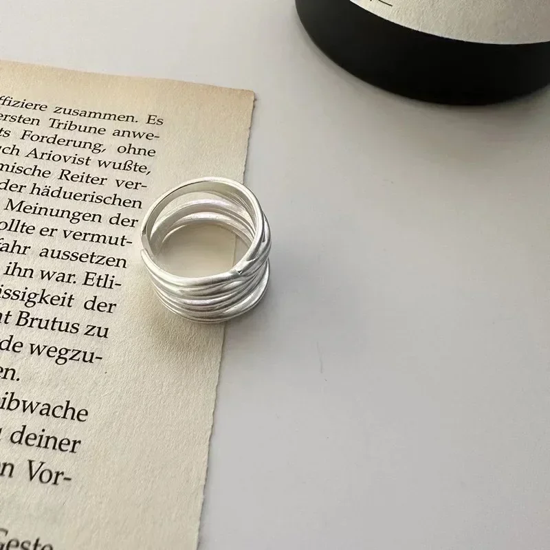 Women's 925 Sterling Silver Open Geometric Ring, Handmade