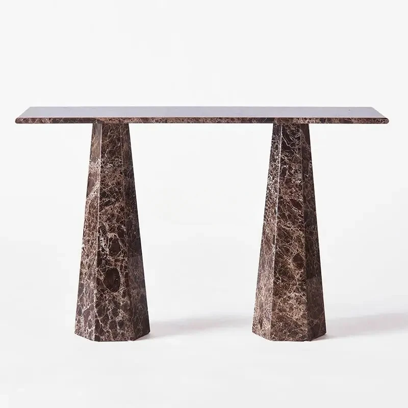 

Italian minimalist natural marble entrance table light luxury ultra-narrow wall case