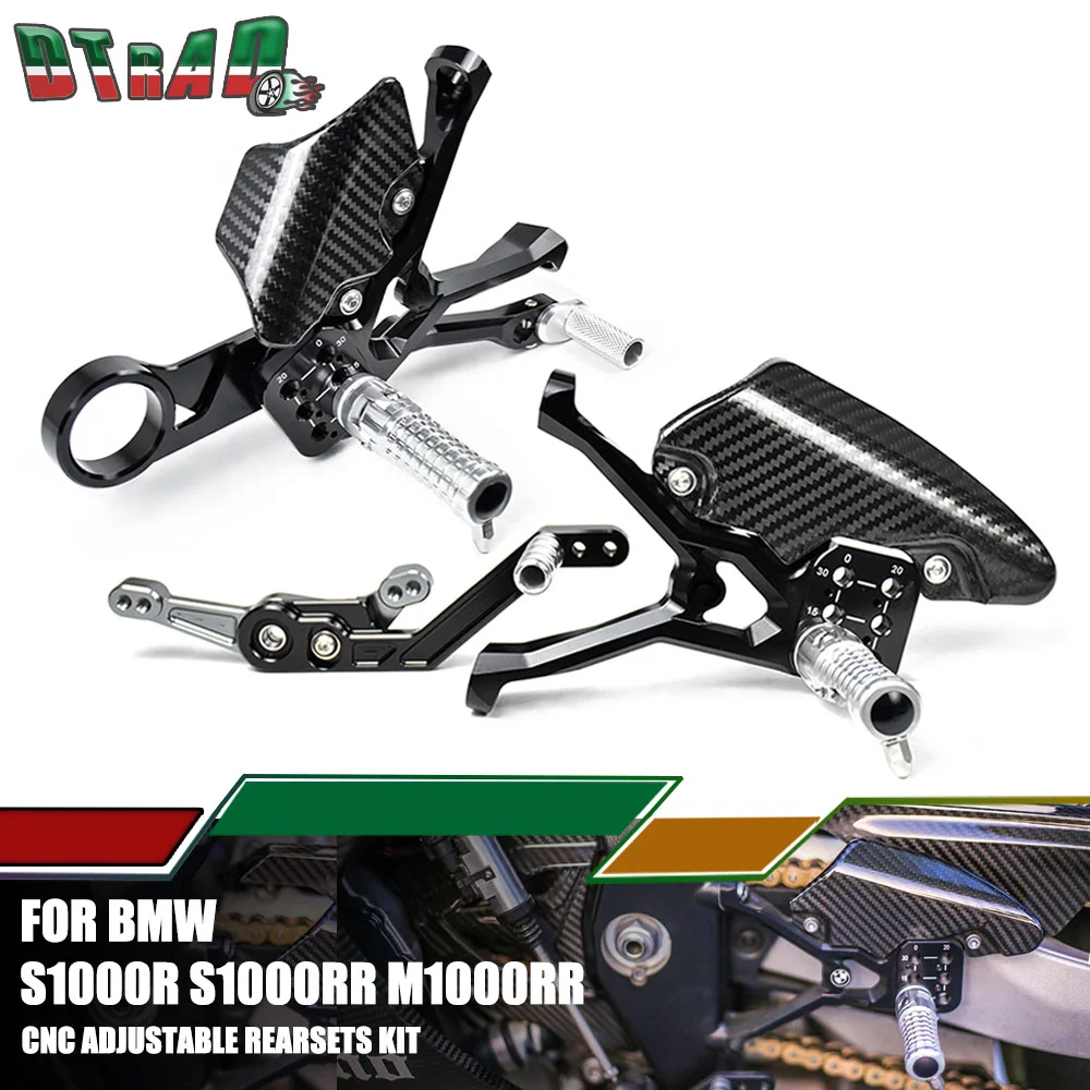 

Motorcycle Adjustable Rearsets For BMW S1000RR M1000RR 2019-2024 S1000R 2021+ CNC Foot Pedals FootRests Carbon Fiber Heel Plates