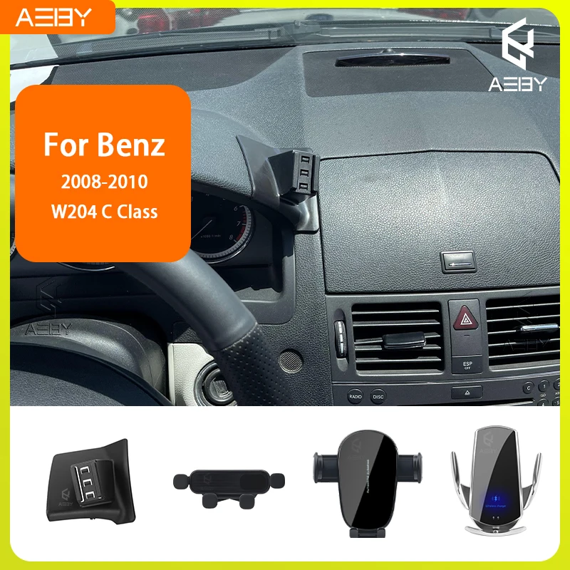 Für Benz C-Klasse W204 2008-2010 Handyhalterung Auto-Mobiltelefon-Halterung Spezielle Fixierte Halterungsbasis Kabelloses Ladegerät Ständer Innenraum