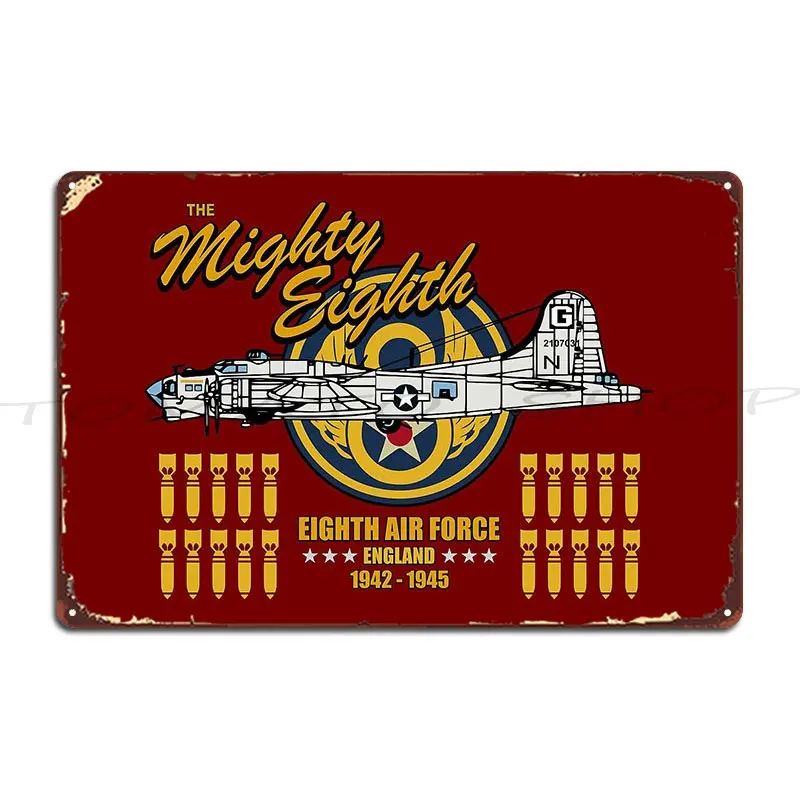 Flying Fortress Eighth Air Force Metal Plaque Poster Living Room Pub Cinema Garage Customize Tin Sign Poster