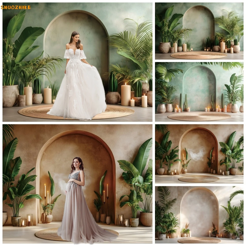 Boho Wedding Floral Photography Backdrop Bohemia Pampas Grass Arch Wall Birthday Decor Maternity Art Portrait Photo Background