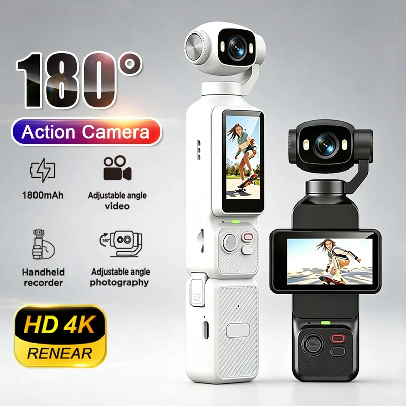 Full HD Action Camera 1.97 Inch 90° Flip Screen WiFi Vlog Handheld Video Recorder with Battery for Life Recording