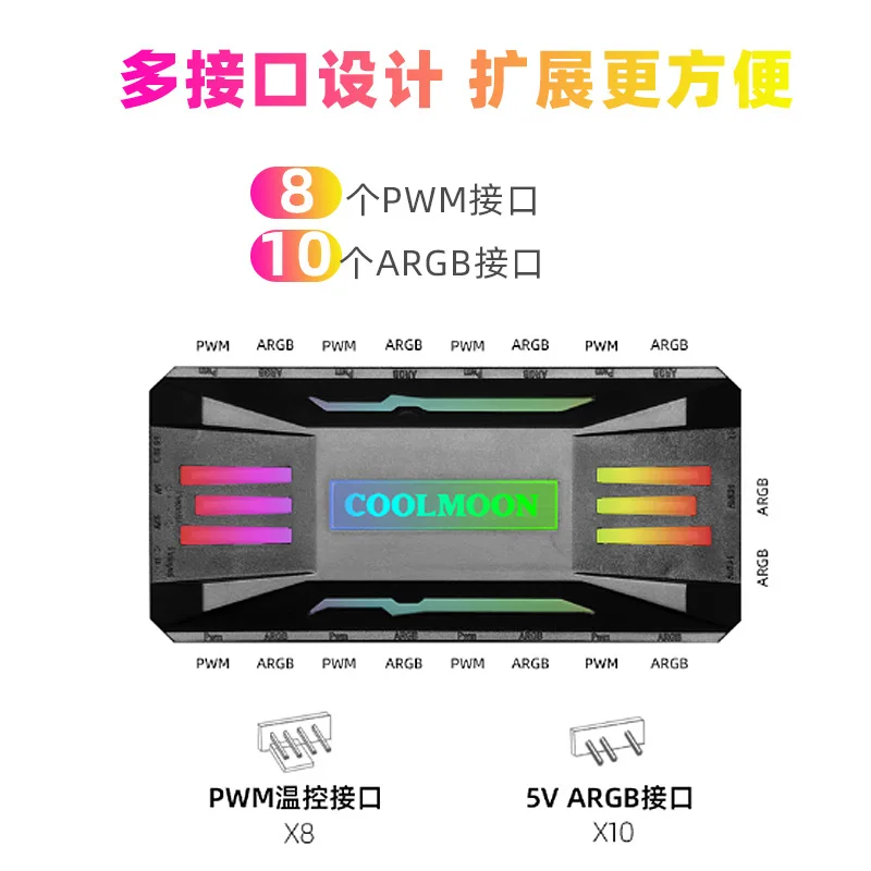 P-ARGB controller 4-pin PWM temperature control 5V 3-pin synchronous wireless remote control chassis fan hub