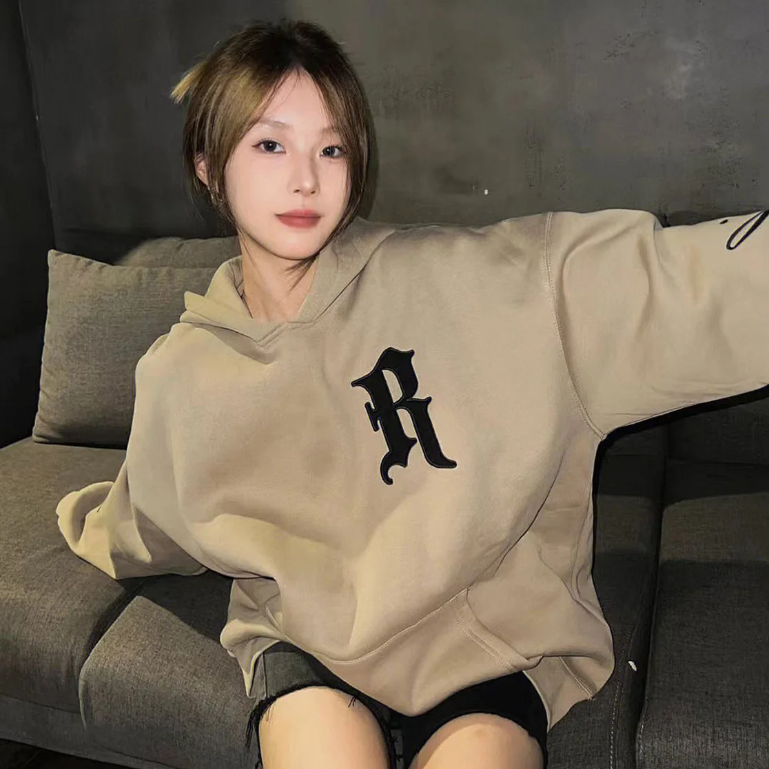 Long Hooded Loose Women's Sweatshirt Text with Orint on Baggy Top Hoodies Letter Printing Woman Clothing Pullovers New In 2000s