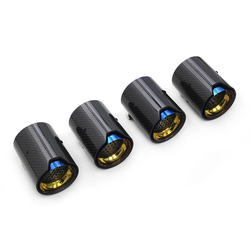 Yooking Blue Black Sliver Exhaust TWIN End Tips Tail Pipe For BMW Universal Carbon Steel Car Carbon Fiber Stainless Steel Pipes