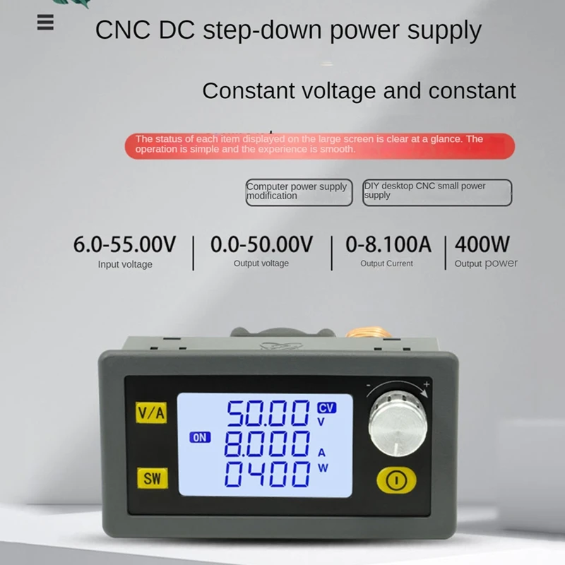 DC 50V 8A 400W CNC Adjustable Constant Voltage Regulator CV CC Step-Down Power Supply Module XY5008E-A22U