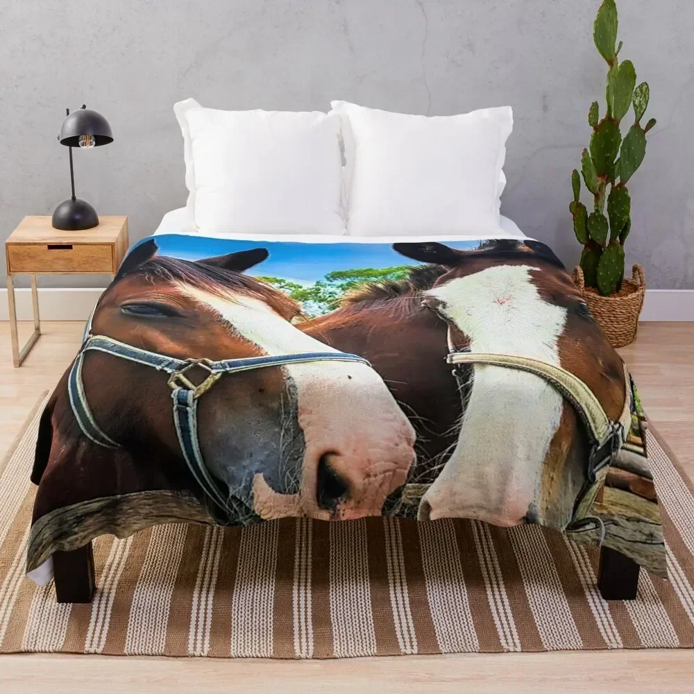 Clydesdales Posing Throw Blanket Loose Luxury Blankets