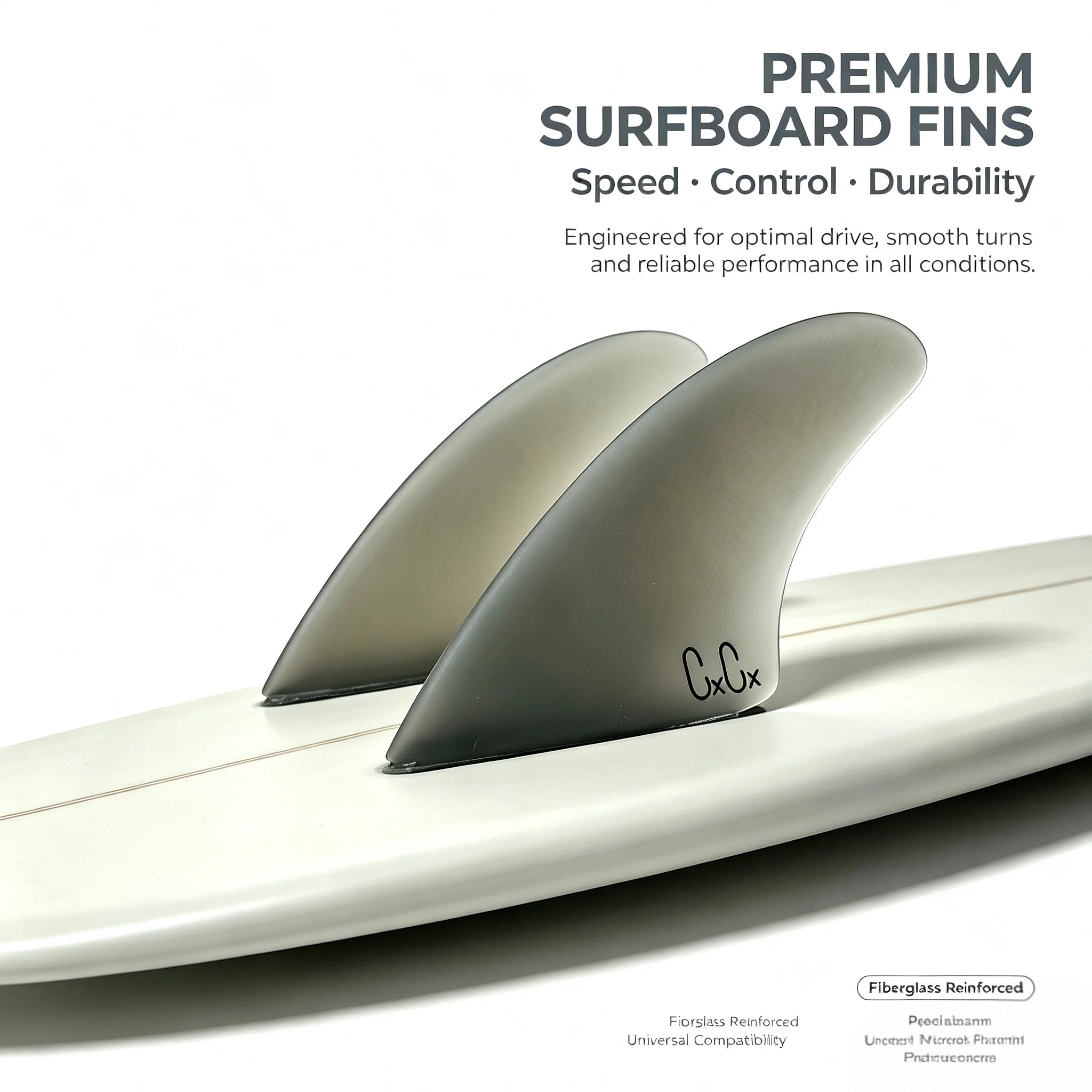 (5.25 / 5.12) Branded Surfboard Tail Fins, Fins, Surfboard Fins, SUP Fins, Gray Transparent Surfboard Fins, Specifically Designe