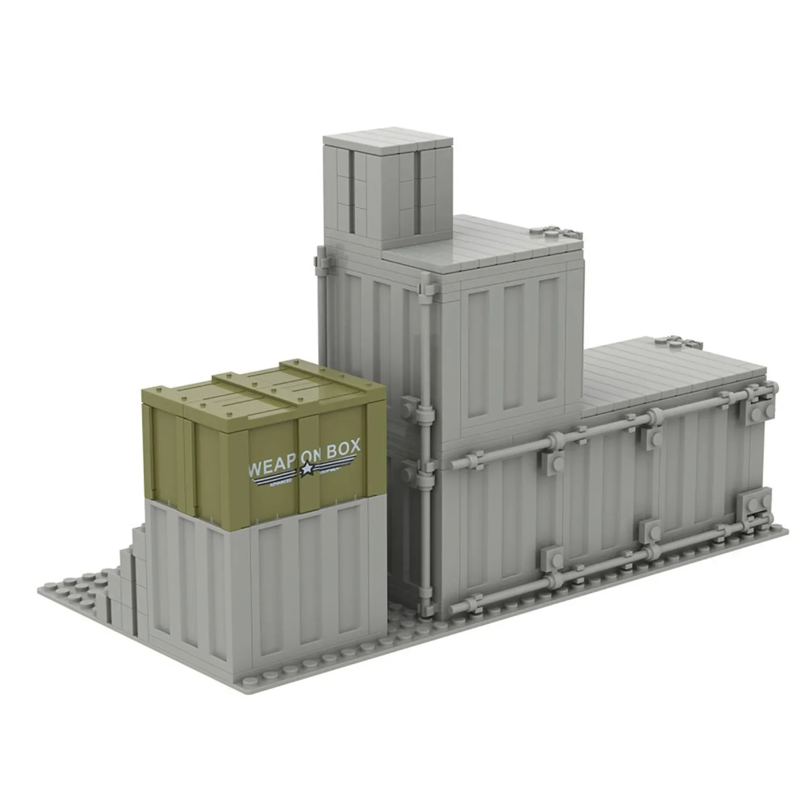 Blok Bangunan Adegan Militer MOC Blok Bangunan Perang Dunia II Batu Bata Kecil Model Adegan DIY Gudang Transportasi Basis untuk Anak-anak