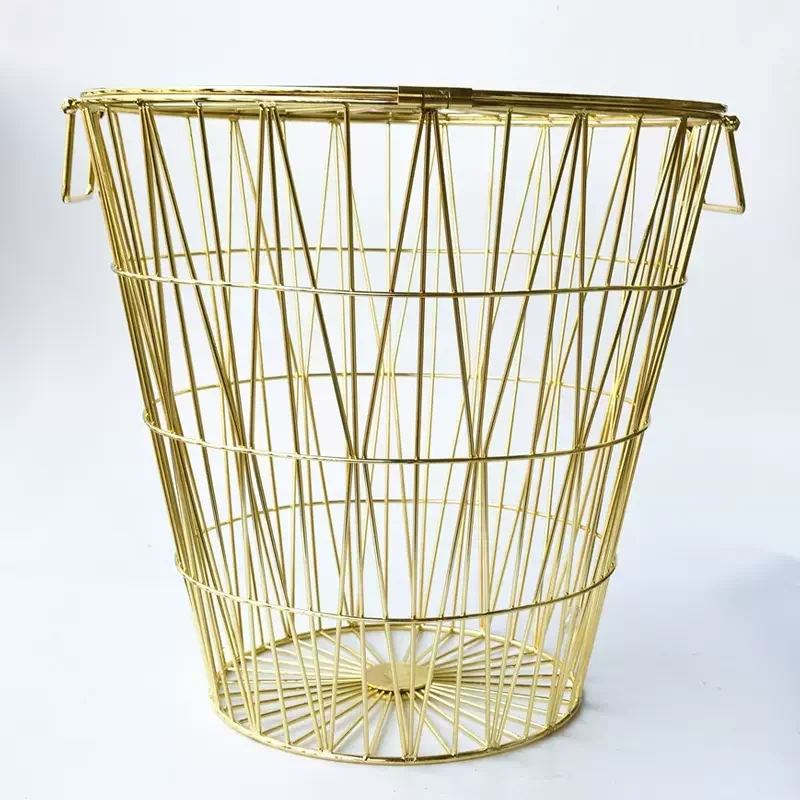 

%a Modern Golden Laundry Basket:Metal Dirty Clothes Storage,Home Organizer,Wicker Storage Basket,Stylish Laundry Bin,Clothes Ha