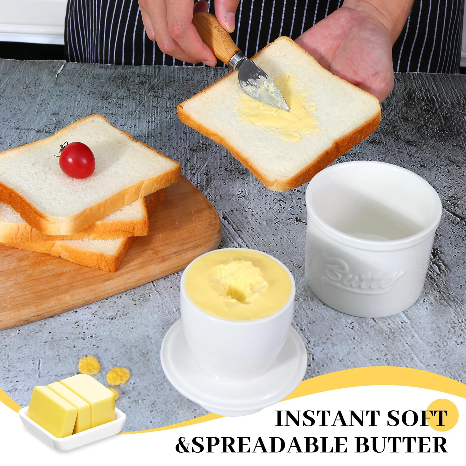 Ceramic Butter Storage Container Keeps Butter Soft and Spreadable Butter Dish Keeper Suitable for Convenient Countertop Storage