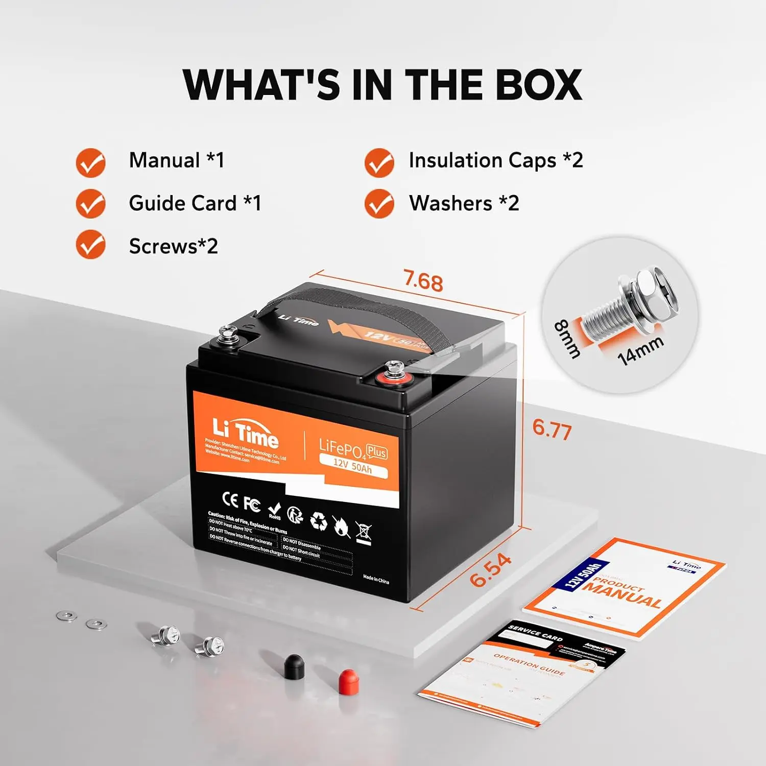 12V 50Ah LiFePO4 Deep Cycle Battery for Trolling Motor Marine RV Solar Camper, Customized