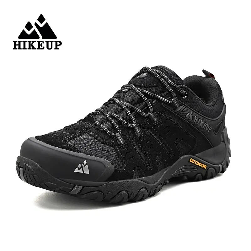 HIKEUP Men\'s Hiking Shoes Suede Leather Outdoor Shoes Wear-resistant Men Trekking Walking Hunting Tactical Sneakers