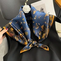 100% Natural Silk Scarf for Woman Designer Birds on Tree Print Bandana Foulard Female Luxury Square Neckerchief New SD0064 - Image 3