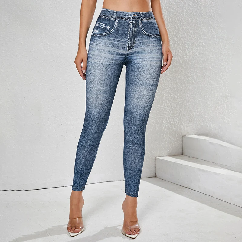 2025 Autumn Winter Denim Yoga Pants Women Vintage Casual Skinny Jeans Tights Woman Pocket High Waist Outdoor Joggers Trousers