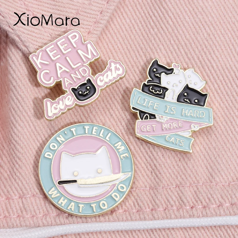 Keep Calm and Love Cat Enamel Pin Customized Behind Every Stong Women Brooch Lapel Backpack Badge Jewelry Gift For Women Friends