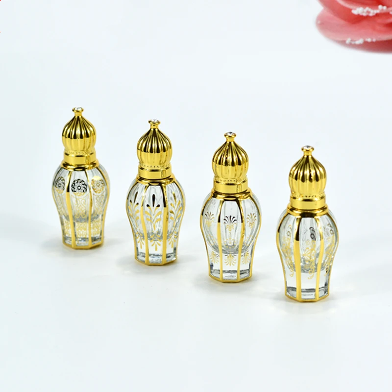 50pcs Perfume Bottle 10ml Glass Roll on Bottle Glass Bottle Gold Plating Essential Oil Container