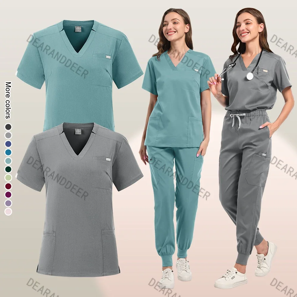 Smooth thick hospital beauty salon doctor nurse short sleeve casual nursing uniform pharmacy dental clinic medical work clothes