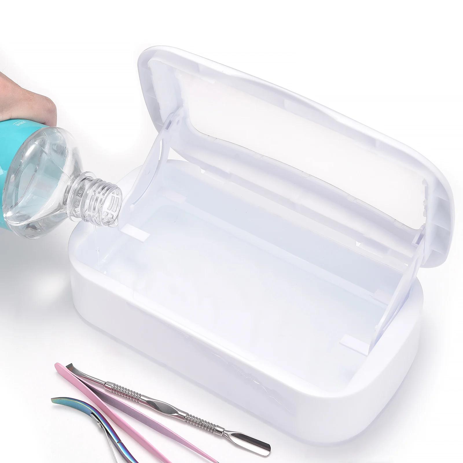 ABS الأبيض مسمار أداة صندوق تعقيم تلميع رئيس صندوق تعقيم حقيبة للتخزين مع أداة مانيكير صينية قابلة للإزالة #5