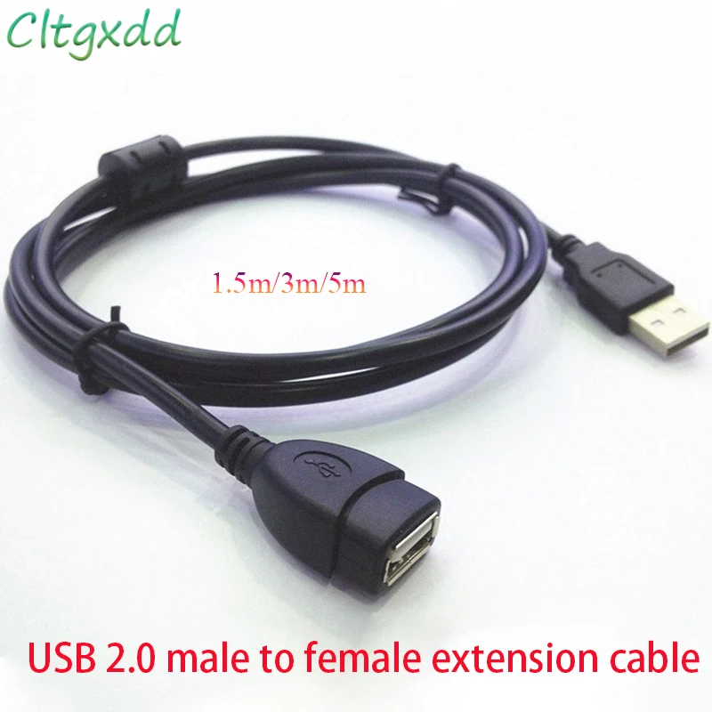 1.5M 3M 5M USB 2.0 Male To Female Charger Extension Cable Data Synchronization Black Connector Suitable For Keyboard/mouse Etc