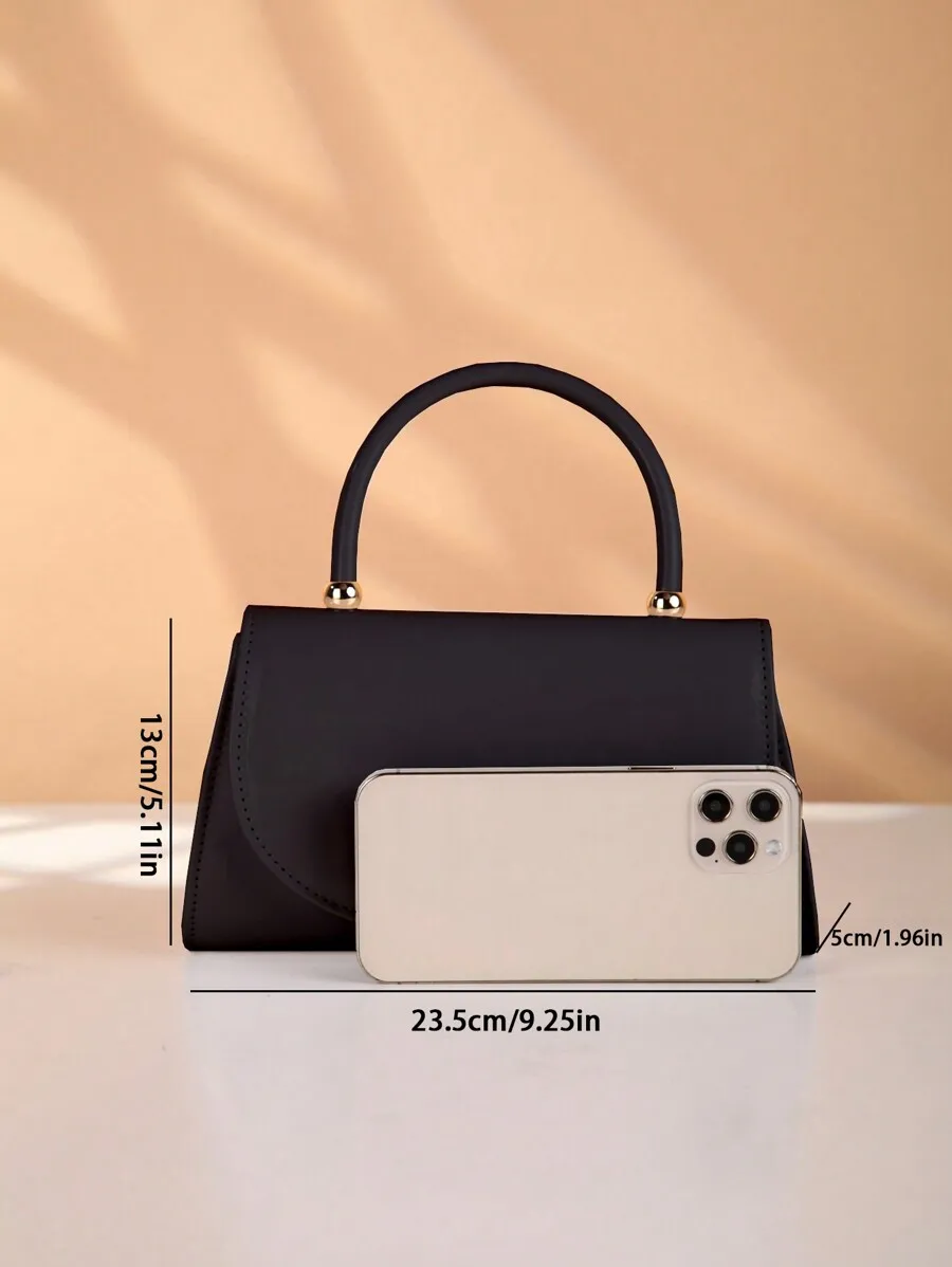 

Elegant Solid Color Evening Handbag For Women, Business Party Bag With Top Handle