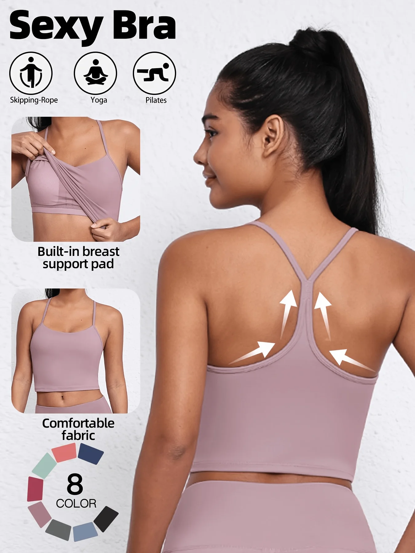 Solid Color Gym Yoga Underwear Women Y Shape Fitness sport Bra High Strength Tight Top Comprehensive Training With Chest Pad