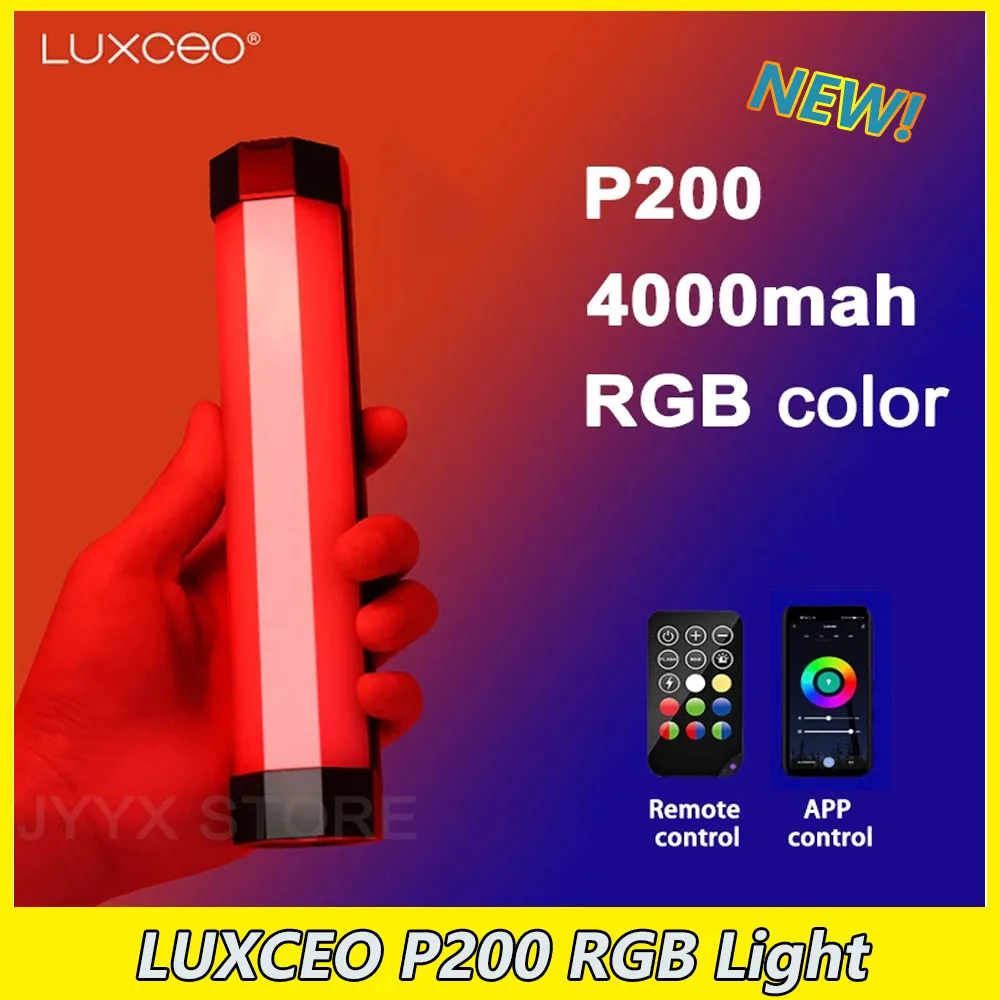 LUXCEO P200 RGB Light Photography Light Tube Waterproof Handheld Portable Phone APP Remote Control Light For Tiktok Video Vlog